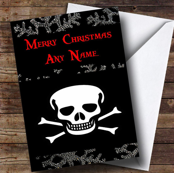 Skull And Crossbones Pirate Personalised Christmas Card