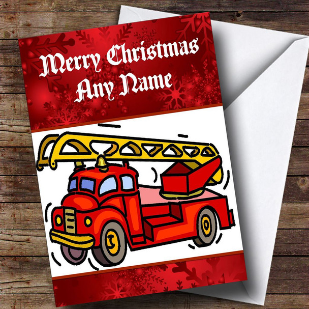Fire Engine Personalised Christmas Card
