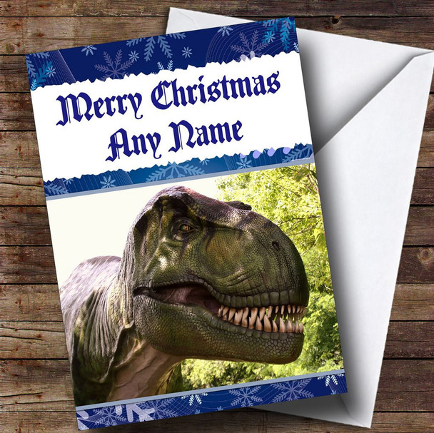 Scary T Rex Dinosaur Personalised Christmas Card