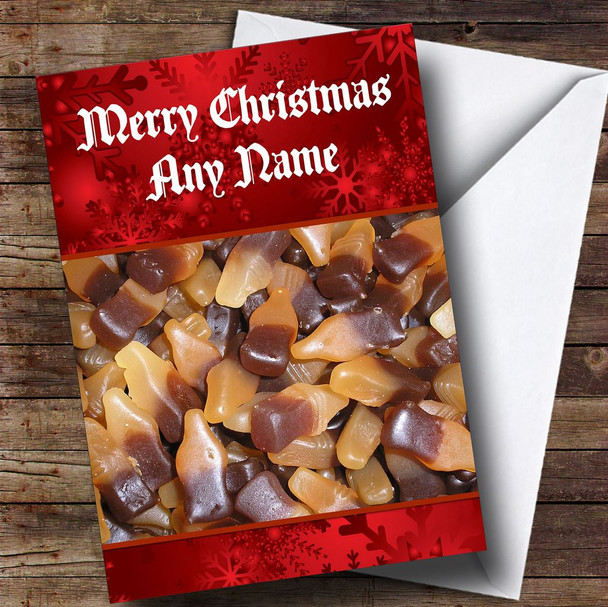 Cola Bottle Sweets Personalised Christmas Card