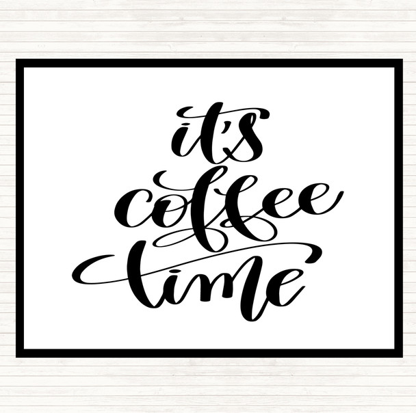 White Black Its Coffee Time Quote Mouse Mat Pad