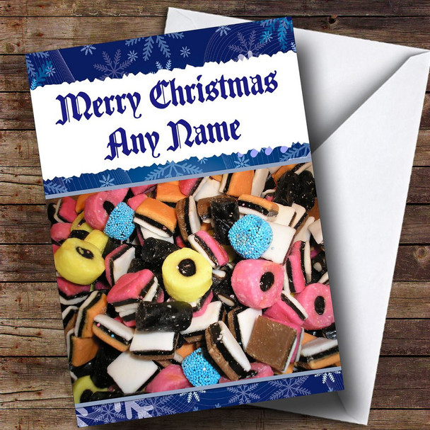 Liquorice Allsorts Sweets Children's Personalised Christmas Card