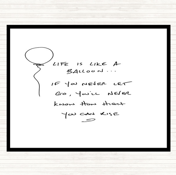 White Black Balloon Quote Dinner Table Placemat