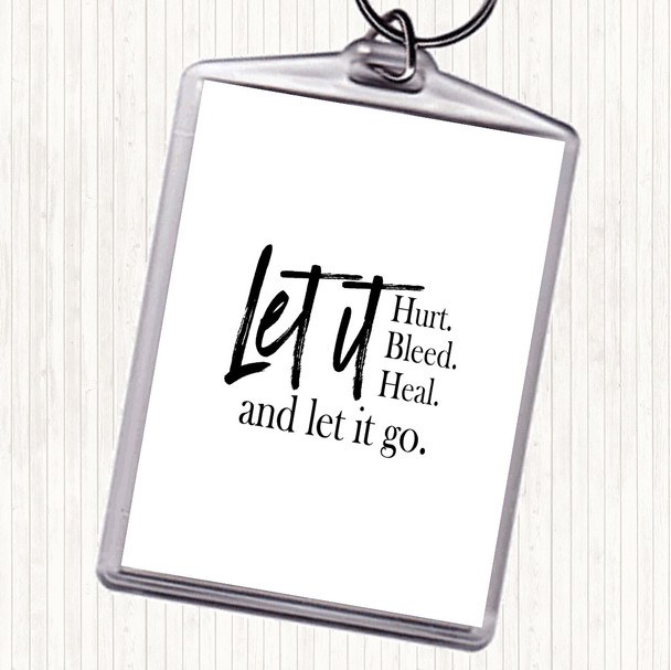 White Black Let It Go Quote Bag Tag Keychain Keyring