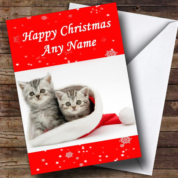 Cute Kittens Christmas Card Personalised