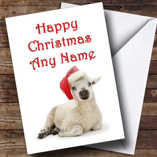 Little Lamb Christmas Card Personalised