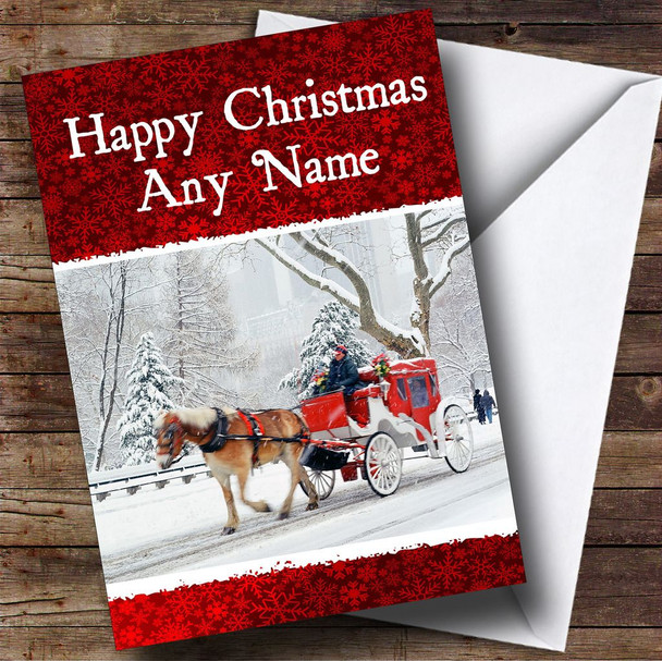 Horse And Cart Christmas Card Personalised