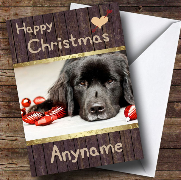 Cute Black Dog Personalised Christmas Card
