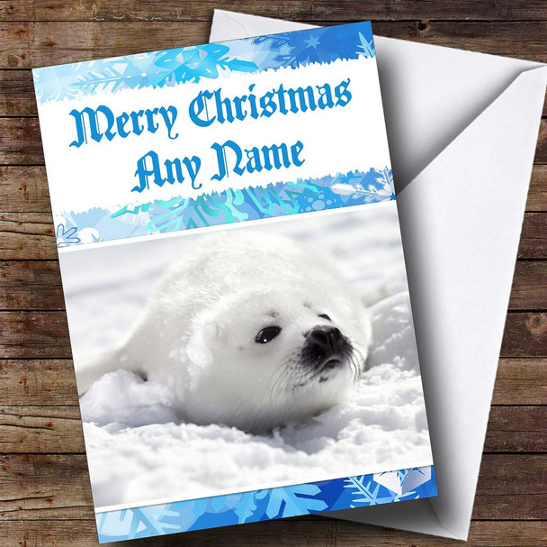 White Seal Personalised Christmas Card