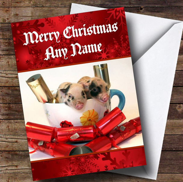 Christmas Piglet Personalised Christmas Card