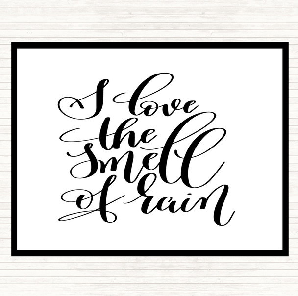 White Black Love The Smell Of Rain Quote Mouse Mat Pad