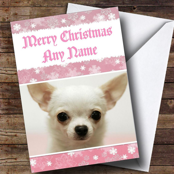 White Chihuahua Personalised Christmas Card