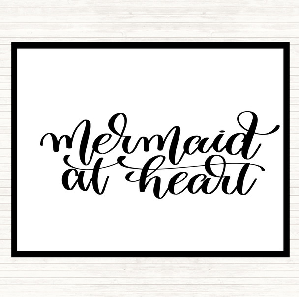 White Black Mermaid At Heart Quote Mouse Mat Pad