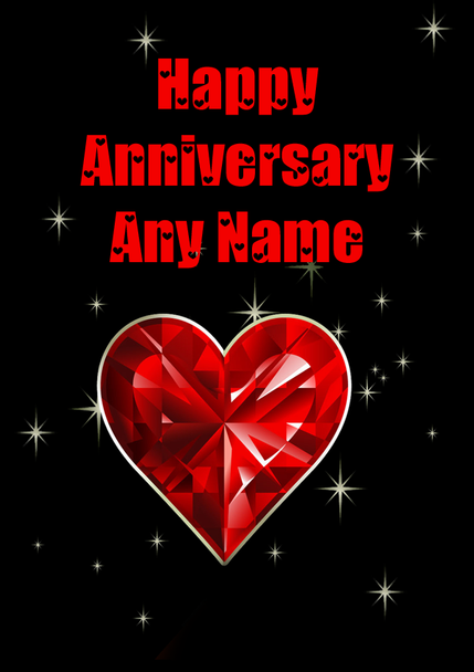 Red Heart And Stars personalised Anniversary Card