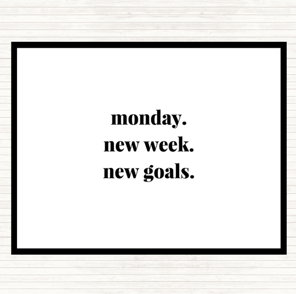 White Black Monday New Week New Goals Quote Mouse Mat Pad