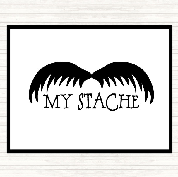 White Black Mustache Word Art Quote Mouse Mat Pad