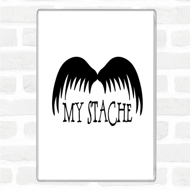 White Black Mustache Word Art Quote Jumbo Fridge Magnet