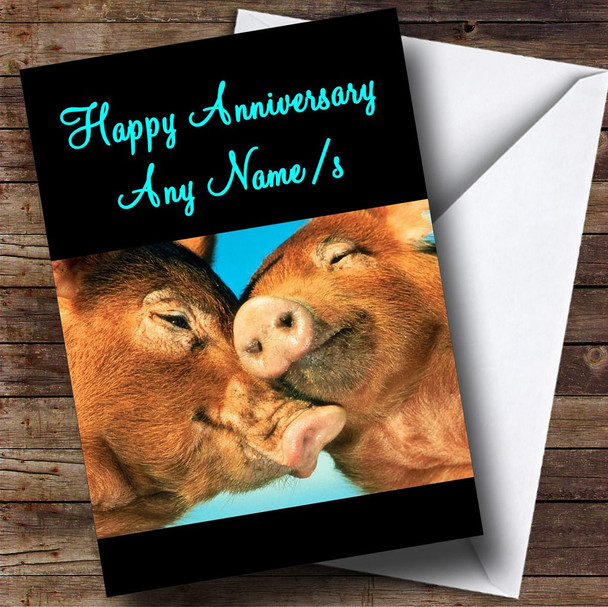 Snuggly Pig Personalised Anniversary Card