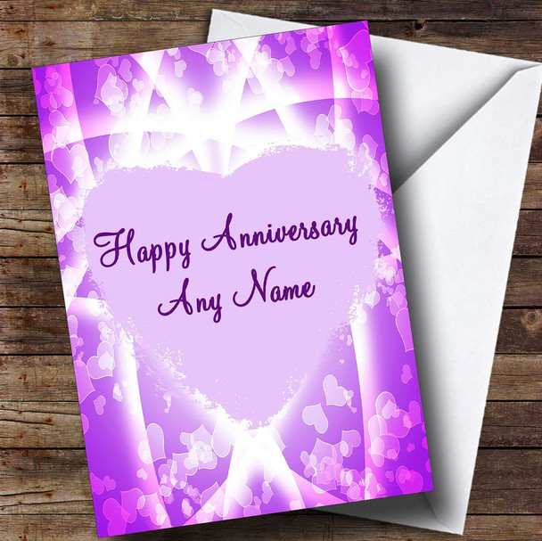 Pink & Purple Hearts Personalised Anniversary Card