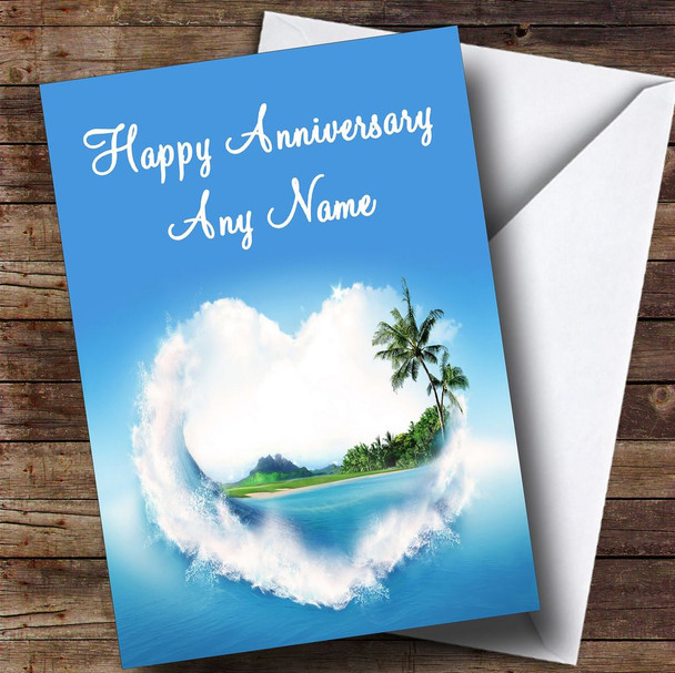 Palm Tree Love Beach Personalised Anniversary Card