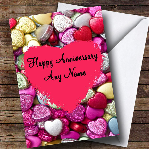 Love Heart Charms Personalised Anniversary Card