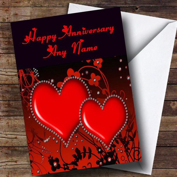 Red Diamond Heart Personalised Anniversary Card