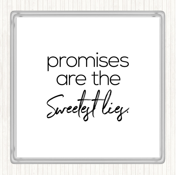 White Black Promises Quote Drinks Mat Coaster