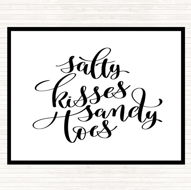 White Black Salty Kisses Sandy Toes Quote Mouse Mat Pad