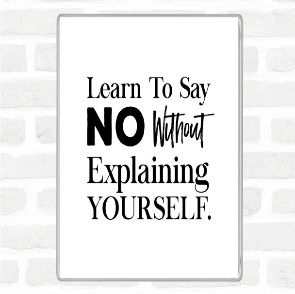 White Black Say No Quote Jumbo Fridge Magnet