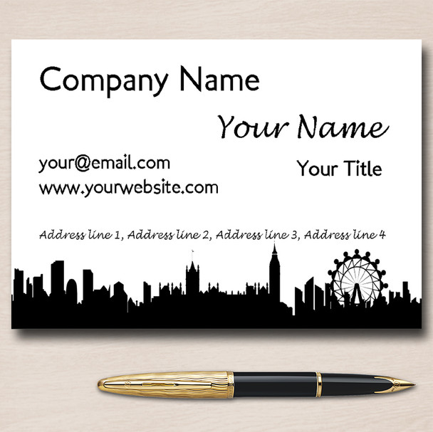 Black And White London Personalised Business Cards