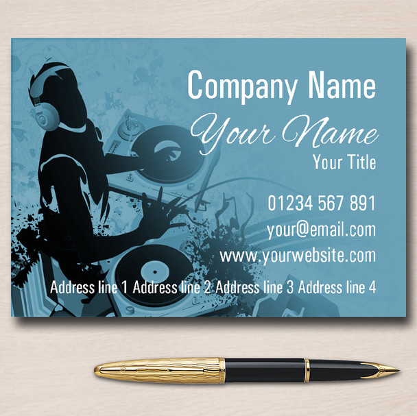 Blue Disco DJ Personalised Business Cards
