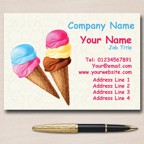 Bubble-Gum Ice Cream Personalised Business Cards