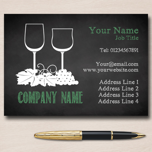 Chalk Green Wine Grapes Personalised Business Cards