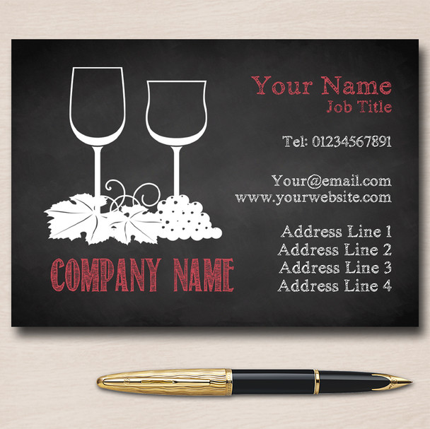 Chalk Red Wine Grapes Personalised Business Cards