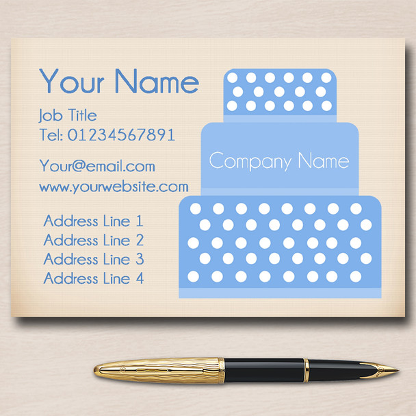 Dotty Blue Cake Personalised Business Cards