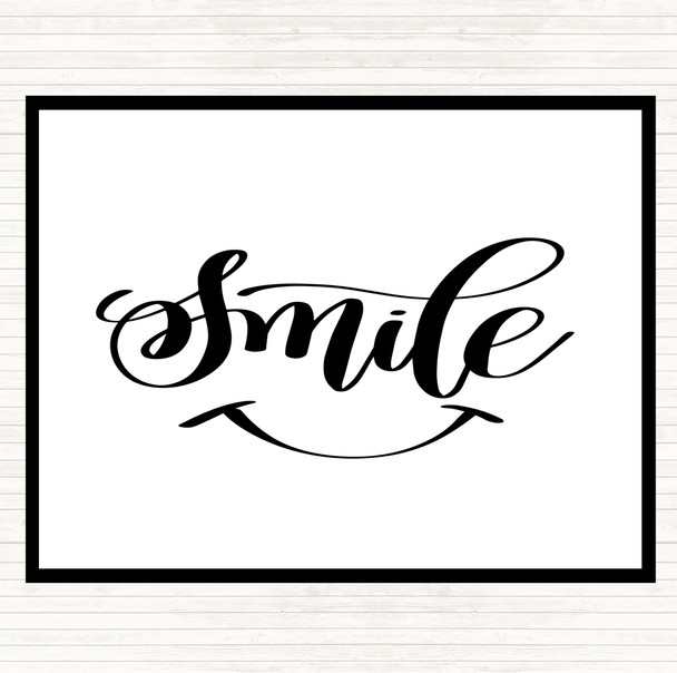 White Black Smile Quote Dinner Table Placemat