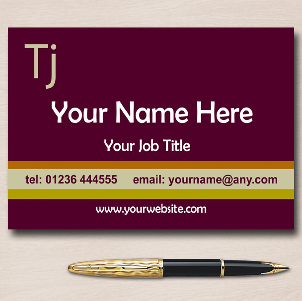 Initials Plum Personalised Business Cards