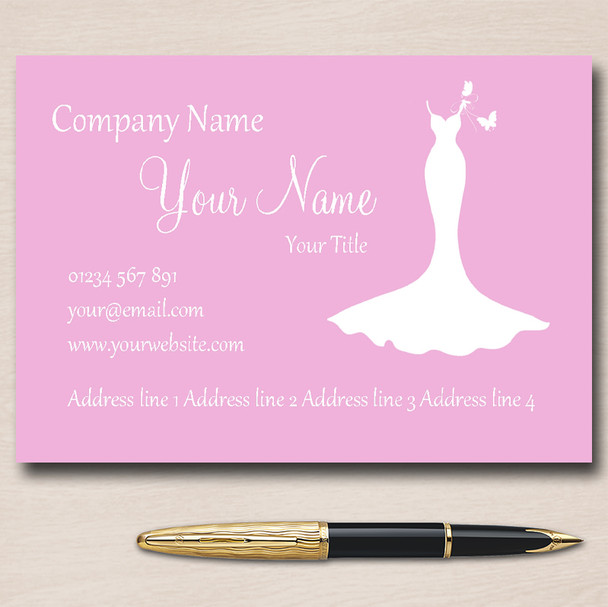 Pink And White Bridal Dress Personalised Business Cards