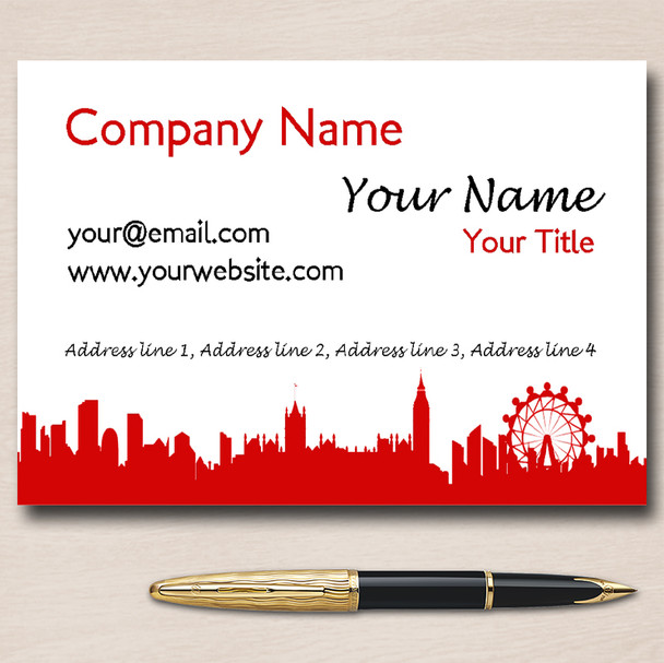 Red And White London Personalised Business Cards