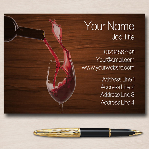 Red Wine Wood Personalised Business Cards