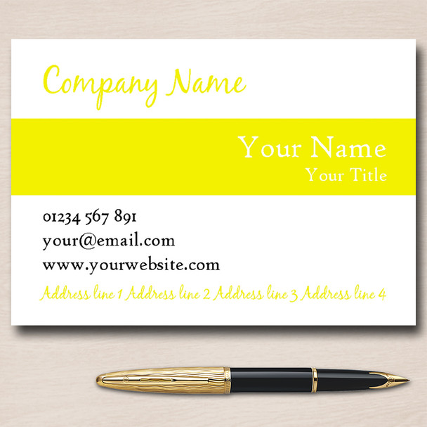 White With Yellow Stripe Personalised Business Cards