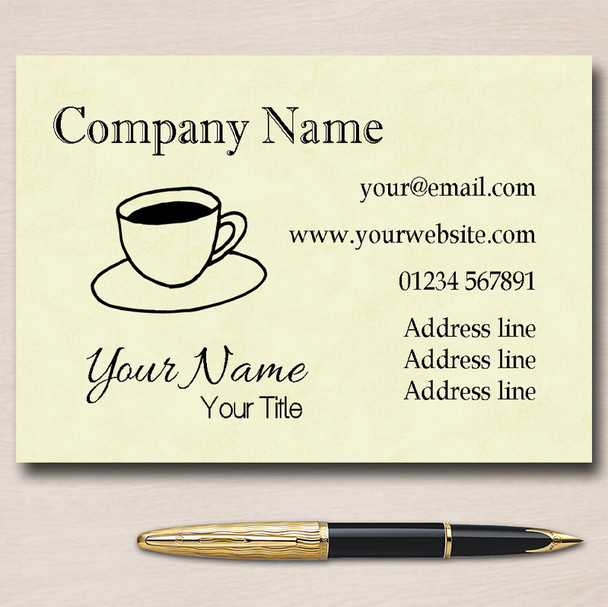 Yellow Coffee Cup Personalised Business Cards