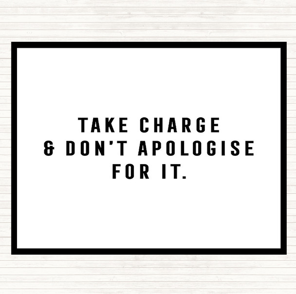 White Black Take Charge Quote Mouse Mat Pad