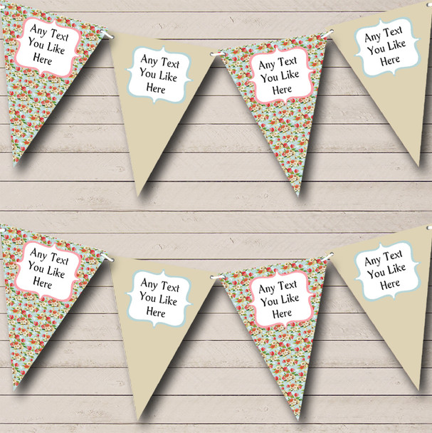 Vintage Shabby Chic Flowers Personalised Wedding Anniversary Party Bunting