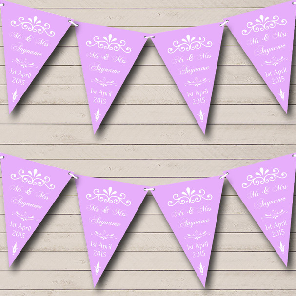 Vintage Regal Lilac Personalised Wedding Anniversary Party Bunting