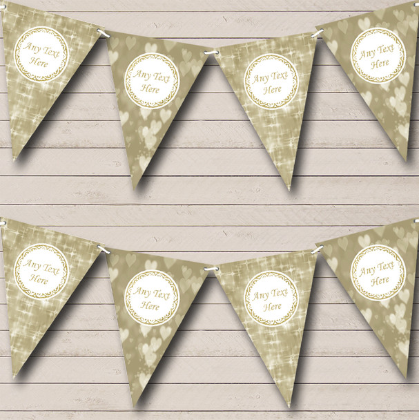 Titanium Gold Bokeh Personalised Wedding Anniversary Party Bunting