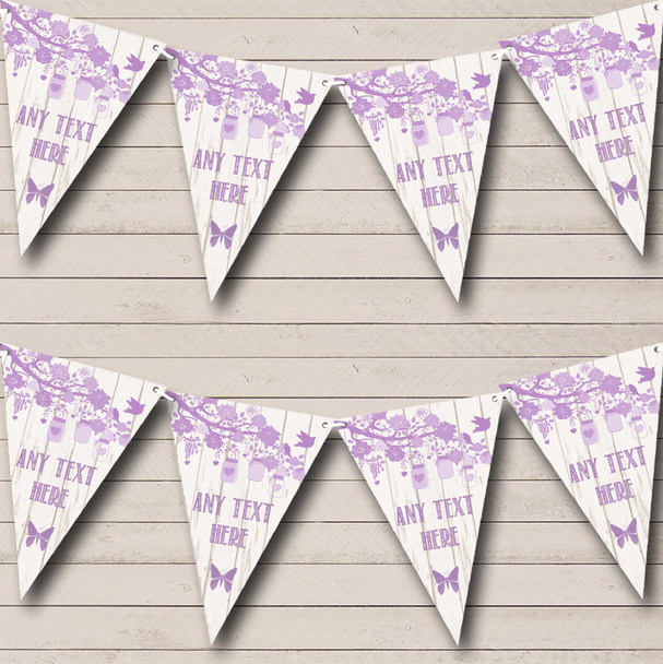 Shabby Chic Vintage Wood Lilac Personalised Anniversary Party Bunting