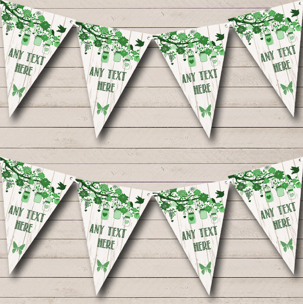 Shabby Chic Vintage Wood Green Personalised Anniversary Party Bunting