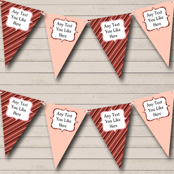 Shabby Chic Peach Stripes Personalised Wedding Anniversary Party Bunting