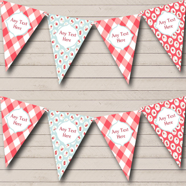 Rose Garden Check Personalised Wedding Anniversary Party Bunting